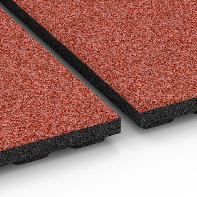 Großaufnahme vom Verbindungssystem von WARCO-Boden 6388 - Stájová rohož Luxus im Farbdesign Cihlově červená. Abmessungen 100 x 100 x 4,5 cm | 1,00 m².