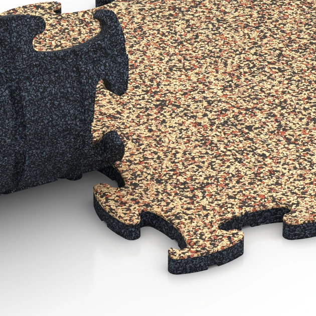 Großaufnahme vom Verbindungssystem von WARCO-Boden 6754 - Hrací podložka im Farbdesign Terakota. Abmessungen 44,6 x 44,6 x 1,8 cm.
