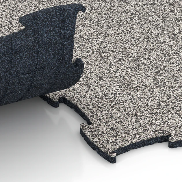 Großaufnahme vom Verbindungssystem von WARCO-Boden 6806 - Podlaha pro psí sport im Farbdesign Šedá žula. Abmessungen 97,1 x 97,1 × 1,8 cm.