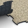 Großaufnahme vom Verbindungssystem von WARCO-Boden 6838 - Fitness Active podlaha im Farbdesign Travertin. Abmessungen 97,1 x 97,1 × 1,8 cm.