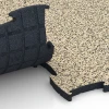 Großaufnahme vom Verbindungssystem von WARCO-Boden 6892 - Fitness Max Floor System im Farbdesign Travertin. Abmessungen 97,1 x 97,1 x 2,8 cm.