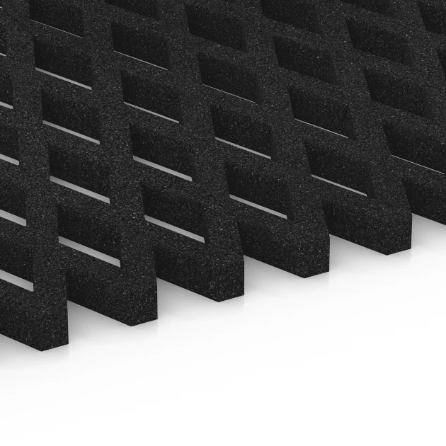 Großaufnahme vom Verbindungssystem von WARCO-Boden 7009 - Dopadová zatravňovací dlažba im Farbdesign Antracit. Abmessungen 100 x 100 x 4 cm.