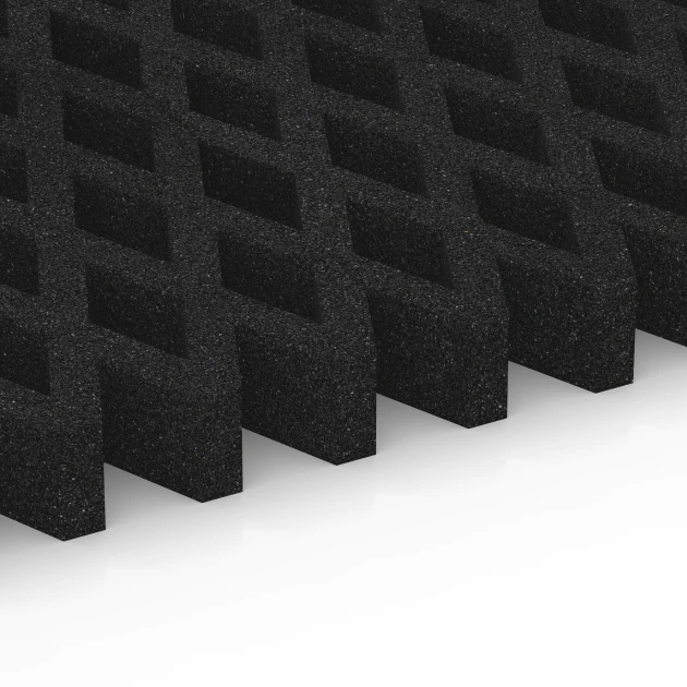 Großaufnahme vom Verbindungssystem von WARCO-Boden 7012 - Dopadová zatravňovací dlažba im Farbdesign Antracit. Abmessungen 100 × 100 × 8 cm.