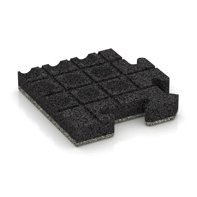 Aufsicht auf die Unterseite, also die Bodenseite von WARCO-Formteil 4982 - Rohová dlaždice HD im Format 235 x 235 x 40 mm.