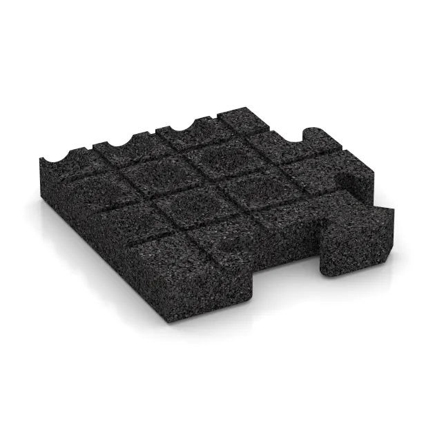 Aufsicht auf die Unterseite, also die Bodenseite von WARCO-Formteil 4999 - Rohová dlaždice HD im Format 235 x 235 x 40 mm.