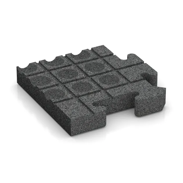 Aufsicht auf die Unterseite, also die Bodenseite von WARCO-Formteil 5003 - Rohová dlaždice HD im Format 235 x 235 x 40 mm.