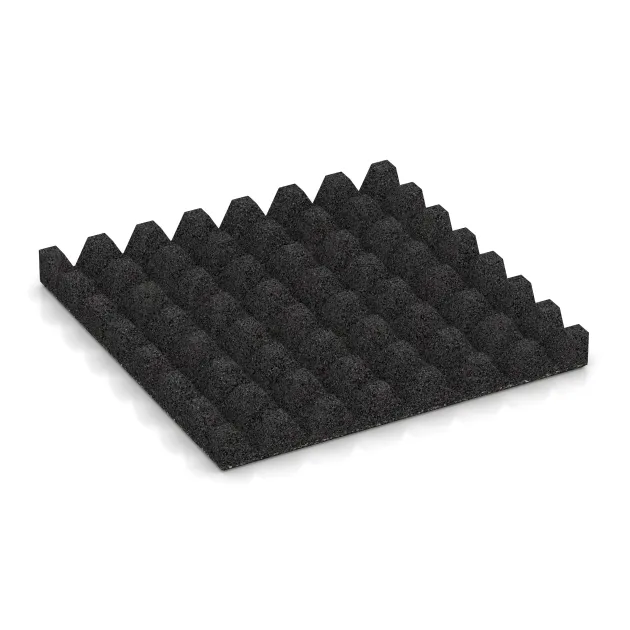 Aufsicht auf die Unterseite, also die Bodenseite von WARCO-Formteil 5574 - Bezpečnostní dlaždice na dětské hřiště 5 cm - EN 1177 ≤ 145 cm im Format 500 x 500 x 50 mm.