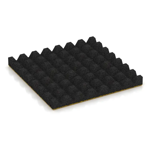 Aufsicht auf die Unterseite, also die Bodenseite von WARCO-Formteil 5569 - Bezpečnostní dlaždice na dětské hřiště 5 cm - EN 1177 ≤ 145 cm im Format 500 x 500 x 50 mm.