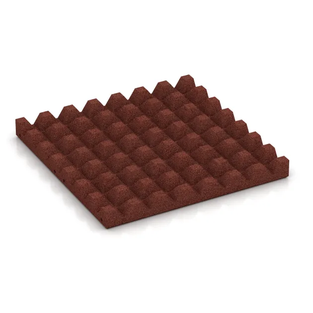 Aufsicht auf die Unterseite, also die Bodenseite von WARCO-Formteil 5557 - Bezpečnostní dlaždice na dětské hřiště 5 cm - EN 1177 ≤ 145 cm im Format 500 x 500 x 50 mm.