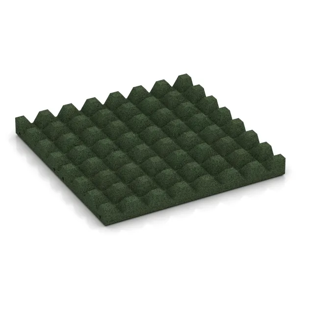 Aufsicht auf die Unterseite, also die Bodenseite von WARCO-Formteil 5556 - Bezpečnostní dlaždice na dětské hřiště 5 cm - EN 1177 ≤ 145 cm im Format 500 x 500 x 50 mm.