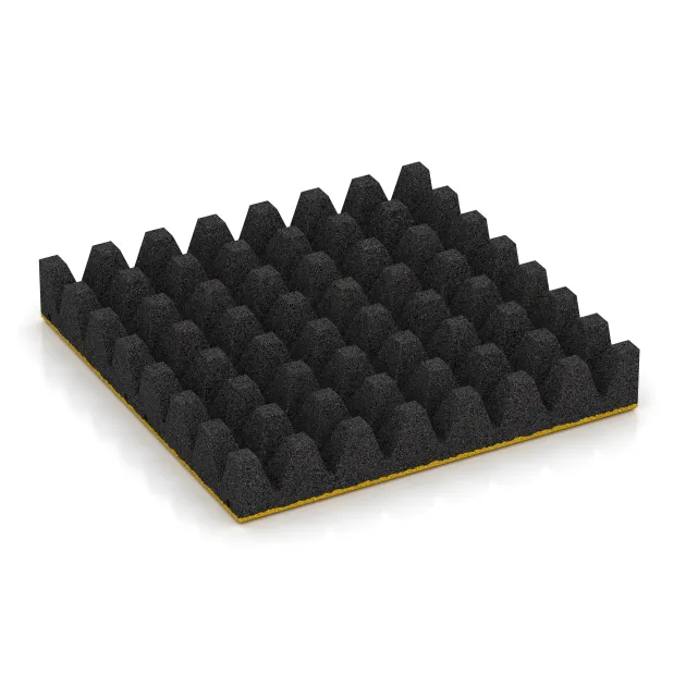 Aufsicht auf die Unterseite, also die Bodenseite von WARCO-Formteil 5606 - Bezpečnostní dlaždice na dětské hřiště 8 cm - EN 1177 ≤ 215 cm im Format 500 x 500 x 80 mm.