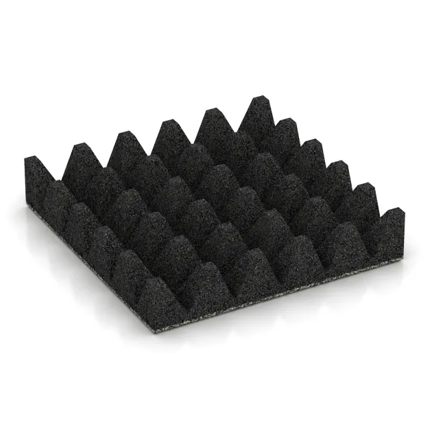 Aufsicht auf die Unterseite, also die Bodenseite von WARCO-Formteil 5645 - Bezpečnostní dlaždice na dětské hřiště 10 cm - EN 1177 ≤ 300 cm im Format 500 x 500 x 100 mm.