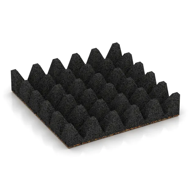 Aufsicht auf die Unterseite, also die Bodenseite von WARCO-Formteil 5647 - Bezpečnostní dlaždice na dětské hřiště 10 cm - EN 1177 ≤ 300 cm im Format 500 x 500 x 100 mm.