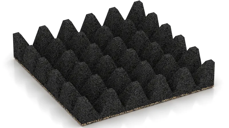 Struktura se zkrácenými pyramidami o výšce 75 mm