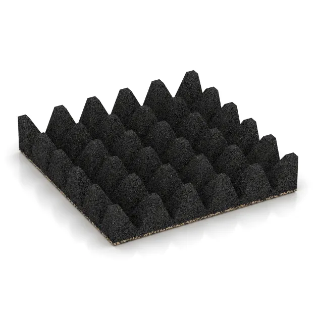 Aufsicht auf die Unterseite, also die Bodenseite von WARCO-Formteil 3699 - Gumová dopadová dlaždice na dětské hřiště im Format 500 x 500 x 100 mm.