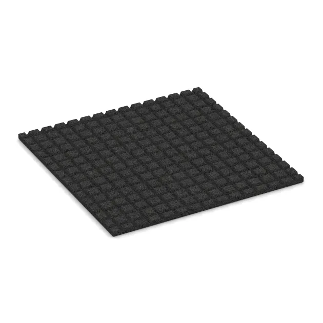 Aufsicht auf die Unterseite, also die Bodenseite von WARCO-Formteil 0750 - Step protection mat horsebox im Format 1000 x 1000 x 30 mm.