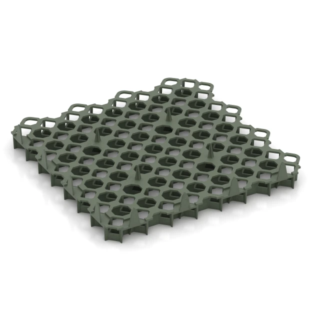 Aufsicht auf die Unterseite, also die Bodenseite von WARCO-Formteil 3634 - Plastová stabilizační mřížka im Format 47,6 × 47,6 × 4 cm | 0,226 m².