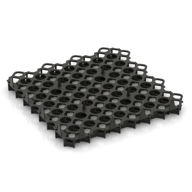 Aufsicht auf die Unterseite, also die Bodenseite von WARCO-Formteil 5207 - Plastová stabilizační mřížka im Format 47,6 × 47,6 × 4 cm | 0,226 m².