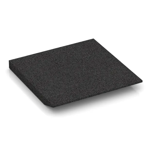Aufsicht auf die Unterseite, also die Bodenseite von WARCO-Formteil 0485 - Corner tile (two chamfered sides) im Format 500 x 500 x 50 mm.