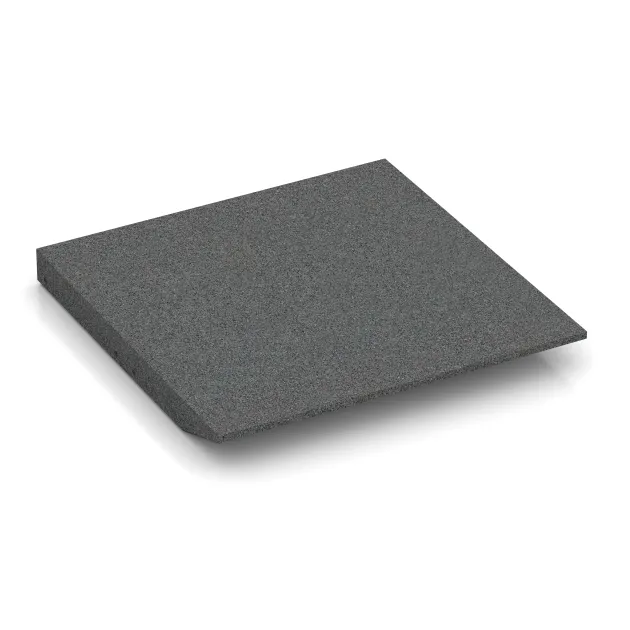 Aufsicht auf die Unterseite, also die Bodenseite von WARCO-Formteil 0484 - Corner tile (two chamfered sides) im Format 500 x 500 x 50 mm.