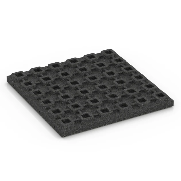 Aufsicht auf die Unterseite, also die Bodenseite von WARCO-Formteil 6363 - Terasová dlaždice Classic im Format 50 x 50 x 4 cm.