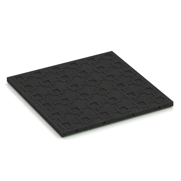 Aufsicht auf die Unterseite, also die Bodenseite von WARCO-Formteil 6289 - Dopadové desky im Format 500 x 500 x 30 mm.