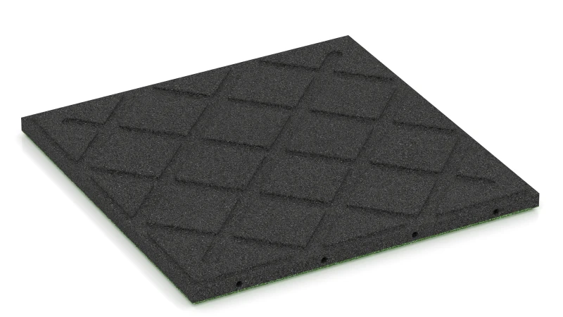 Čtvercové dosedací plochy v diagonálním rastru s drenážními drážkami