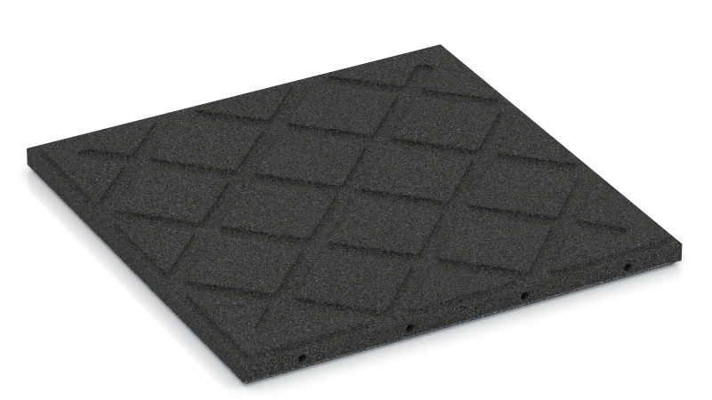 Čtvercové dosedací plochy v diagonálním rastru s drenážními drážkami
