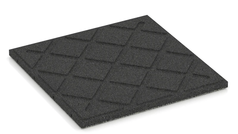 Čtvercové dosedací plochy v diagonálním rastru s drenážními drážkami