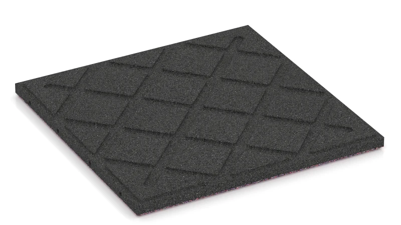 Čtvercové dosedací plochy v diagonálním rastru s drenážními drážkami