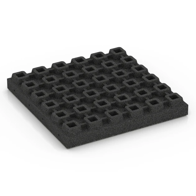 Aufsicht auf die Unterseite, also die Bodenseite von WARCO-Formteil 6440 - Dopadová dlažba – 210 cm im Format 50 x 50 x 7 cm.