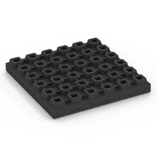 Aufsicht auf die Unterseite, also die Bodenseite von WARCO-Formteil 6446 - Dopadová dlažba – 210 cm im Format 50 x 50 x 7 cm.