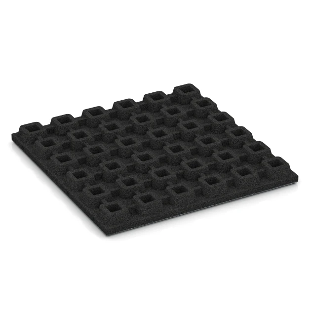 Aufsicht auf die Unterseite, also die Bodenseite von WARCO-Formteil 6294 - Dopadové desky im Format 50 x 50 x 4,8 cm.