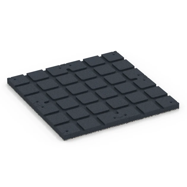 Aufsicht auf die Unterseite, also die Bodenseite von WARCO-Formteil 7133 - Sportovní podlaha pro venkovní fitness im Format 60 x 60 x 3 cm | 0,36 m².