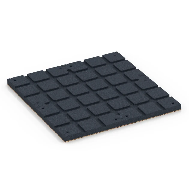 Aufsicht auf die Unterseite, also die Bodenseite von WARCO-Formteil 7135 - Sportovní podlaha pro venkovní fitness im Format 60 x 60 x 3 cm | 0,36 m².
