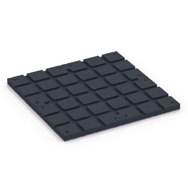 Aufsicht auf die Unterseite, also die Bodenseite von WARCO-Formteil 7137 - Sportovní podlaha pro venkovní fitness im Format 60 x 60 x 3 cm | 0,36 m².