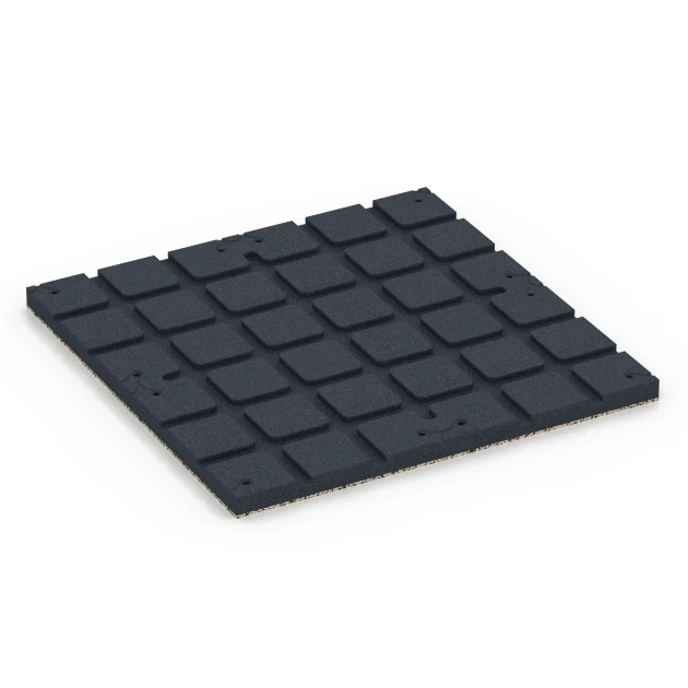 Aufsicht auf die Unterseite, also die Bodenseite von WARCO-Formteil 7138 - Sportovní podlaha pro venkovní fitness im Format 60 x 60 x 3 cm | 0,36 m².