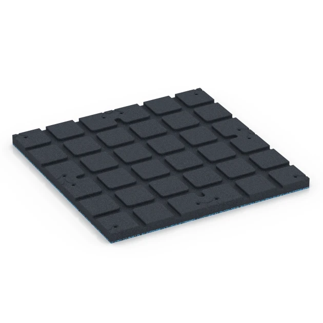 Aufsicht auf die Unterseite, also die Bodenseite von WARCO-Formteil 7139 - Sportovní podlaha pro venkovní fitness im Format 60 x 60 x 3 cm | 0,36 m².