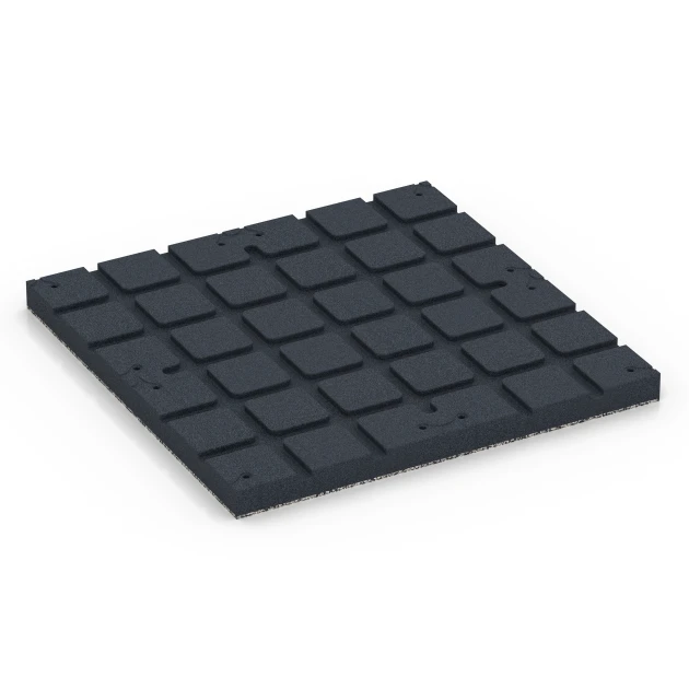 Aufsicht auf die Unterseite, also die Bodenseite von WARCO-Formteil 7142 - Sportovní podlaha pro venkovní fitness im Format 60 x 60 x 4 cm | 0,36 m².