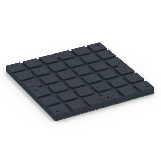 Aufsicht auf die Unterseite, also die Bodenseite von WARCO-Formteil 7143 - Sportovní podlaha pro venkovní fitness im Format 60 x 60 x 4 cm | 0,36 m².