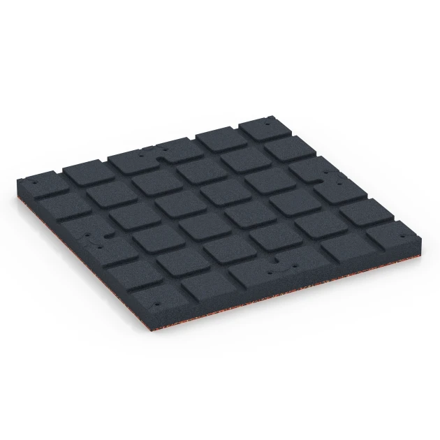 Aufsicht auf die Unterseite, also die Bodenseite von WARCO-Formteil 7145 - Sportovní podlaha pro venkovní fitness im Format 60 x 60 x 4 cm | 0,36 m².