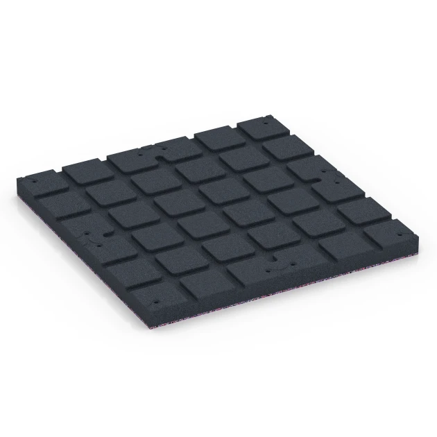 Aufsicht auf die Unterseite, also die Bodenseite von WARCO-Formteil 7146 - Sportovní podlaha pro venkovní fitness im Format 60 x 60 x 4 cm | 0,36 m².