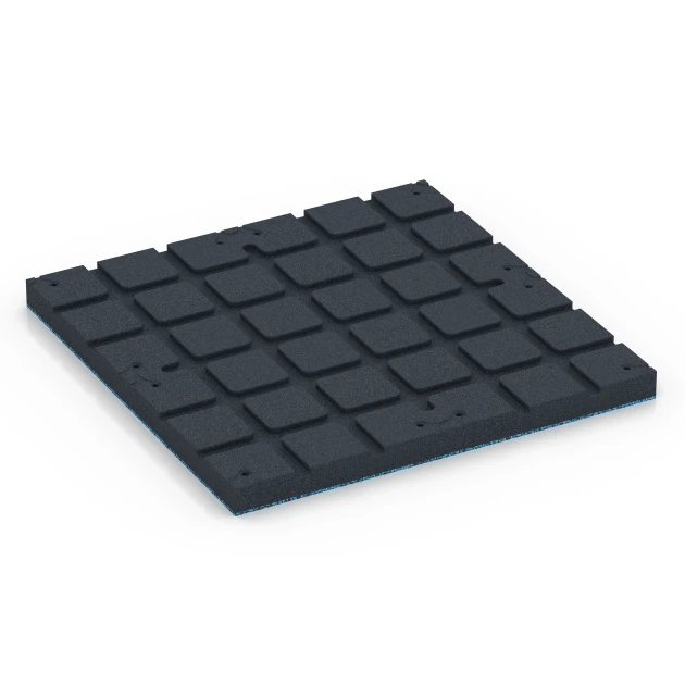 Aufsicht auf die Unterseite, also die Bodenseite von WARCO-Formteil 7148 - Sportovní podlaha pro venkovní fitness im Format 60 x 60 x 4 cm | 0,36 m².