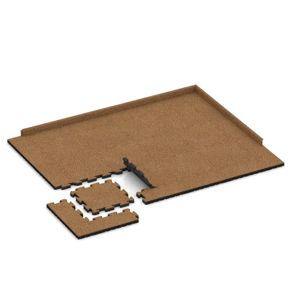 Typische Verlegung oder Einbausituation für den Artikel 5931 von WARCO - Vnitřní podlahová dlaždice puzzle, Farbton Terra Cotta in der Abmessung 500 x 500 x 40 mm.