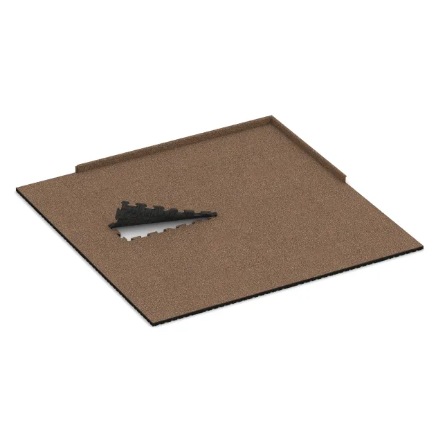 Typische Verlegung oder Einbausituation für den Artikel 5918 von WARCO - Vnitřní podlahová dlaždice puzzle, Farbton Kůra a Basto in der Abmessung 1000 x 1000 x 40 mm.