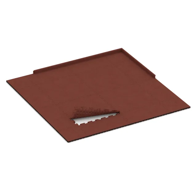 Typische Verlegung oder Einbausituation für den Artikel 3355 von WARCO - Podlahová krytina pro psy, Farbton Cihlově červená in der Abmessung 1000 x 1000 x 30 mm.