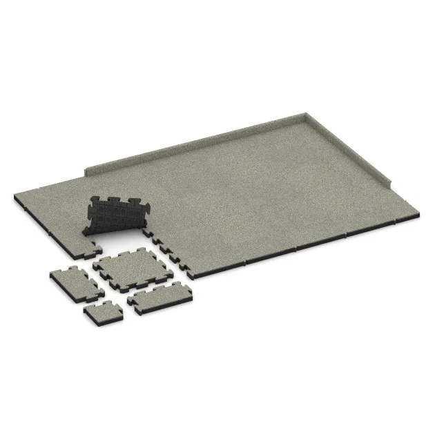 Typische Verlegung oder Einbausituation für den Artikel 4161 von WARCO - Sportovní povrch z gumy HD, Farbton Světlý granit in der Abmessung 500 x 500 x 50 mm.