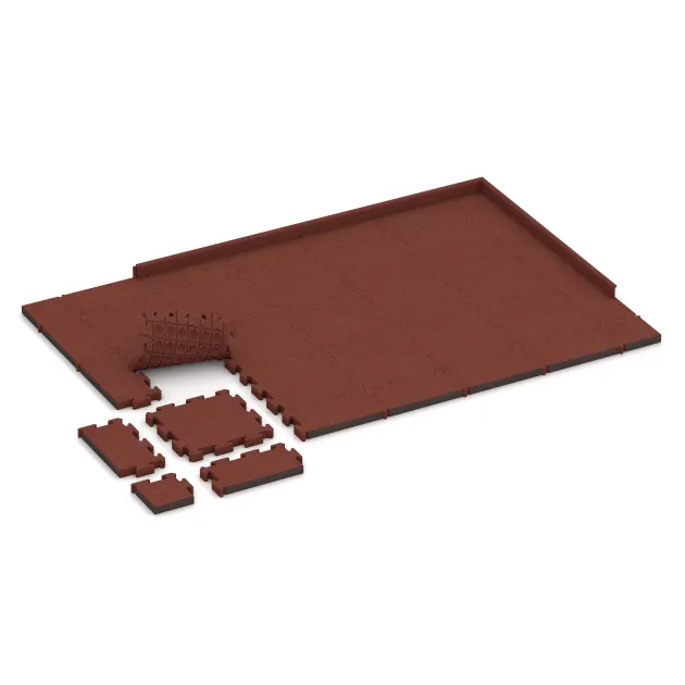 Typische Verlegung oder Einbausituation für den Artikel 3133 von WARCO - Dlažba na terasu, Farbton Cihlově červená in der Abmessung 500 x 500 x 50 mm.