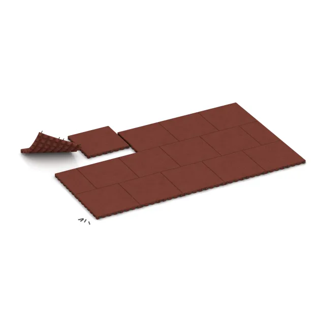 Typische Verlegung oder Einbausituation für den Artikel 3984 von WARCO - Podlahová deska pro psy, Farbton Cihlově červená in der Abmessung 500 x 500 x 40 mm.