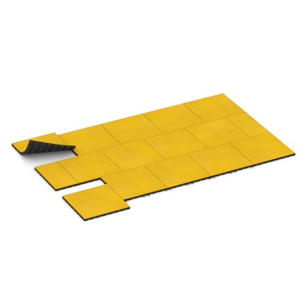 Typische Verlegung oder Einbausituation für den Artikel 0558 von WARCO - Terasová dlaždice 3 cm, Farbton Citronová žlutá in der Abmessung 500 x 500 x 30 mm.